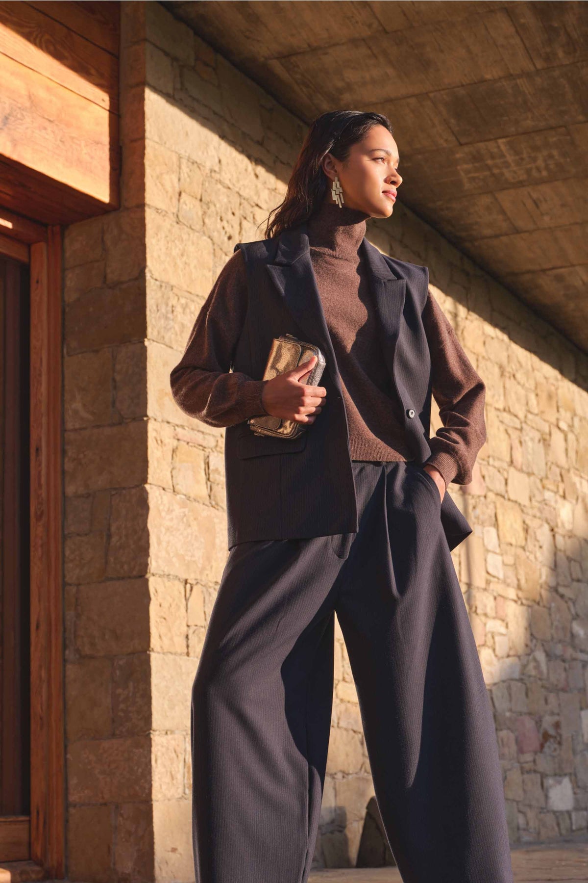 frida copper stripe pants | copper stripe