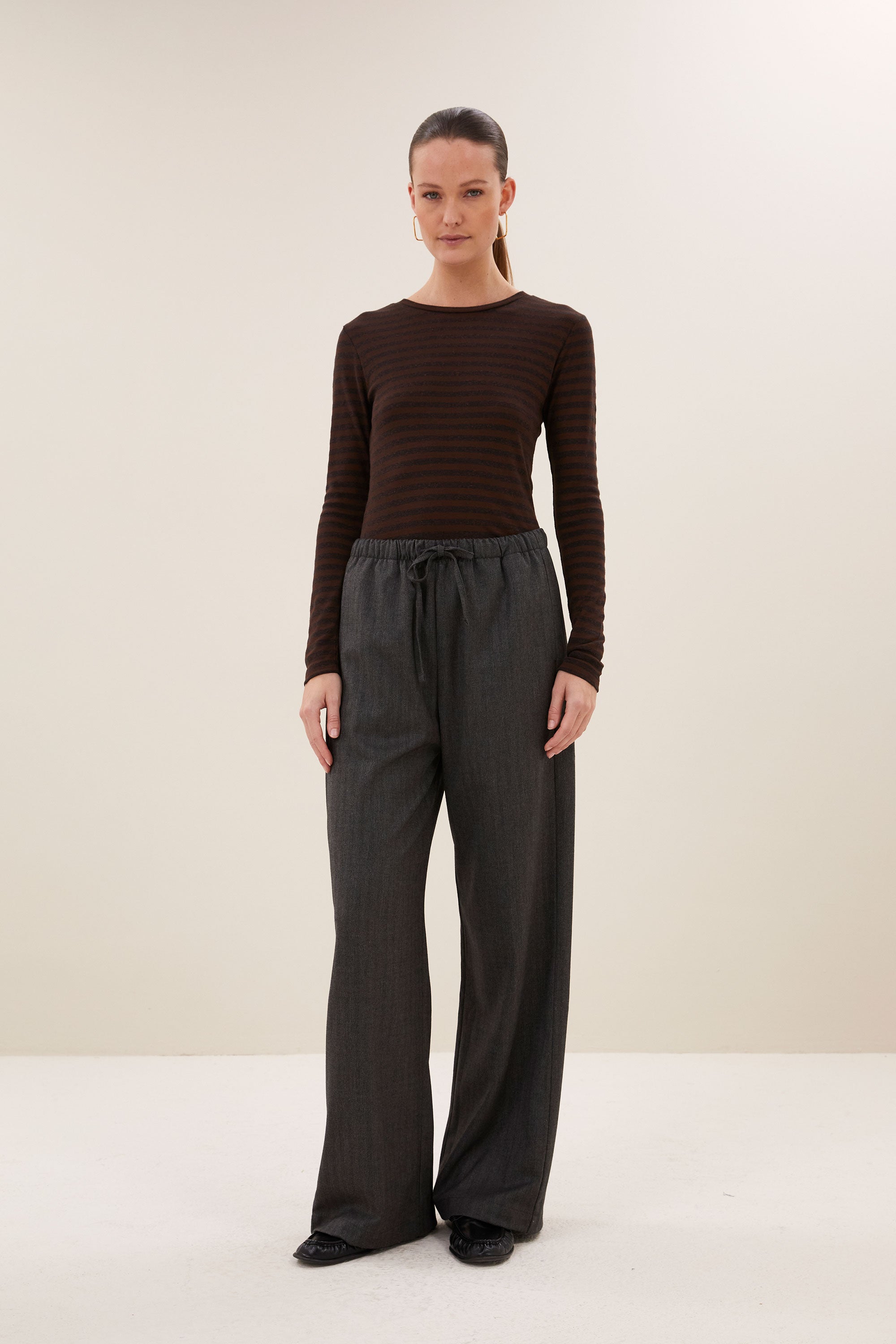 pelle herringbone pants | black herringbone