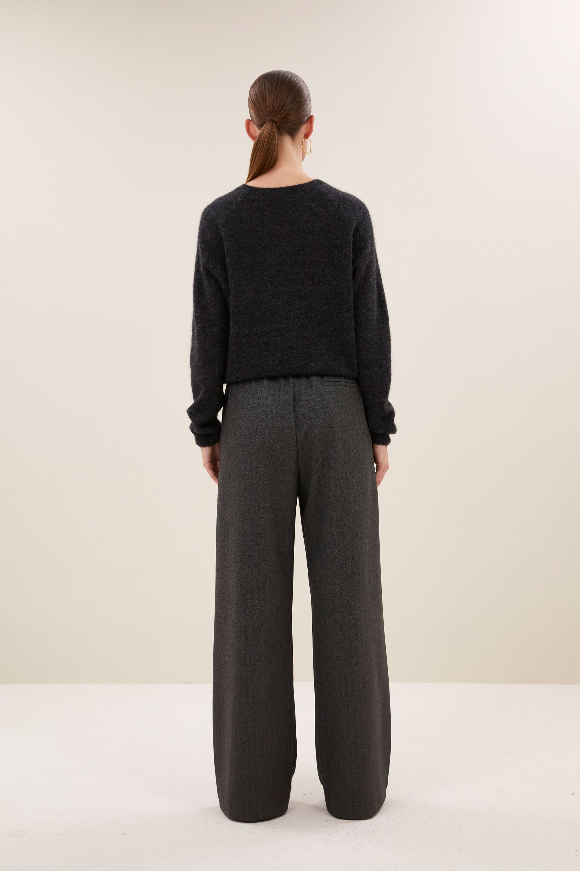 pelle herringbone pants | black herringbone