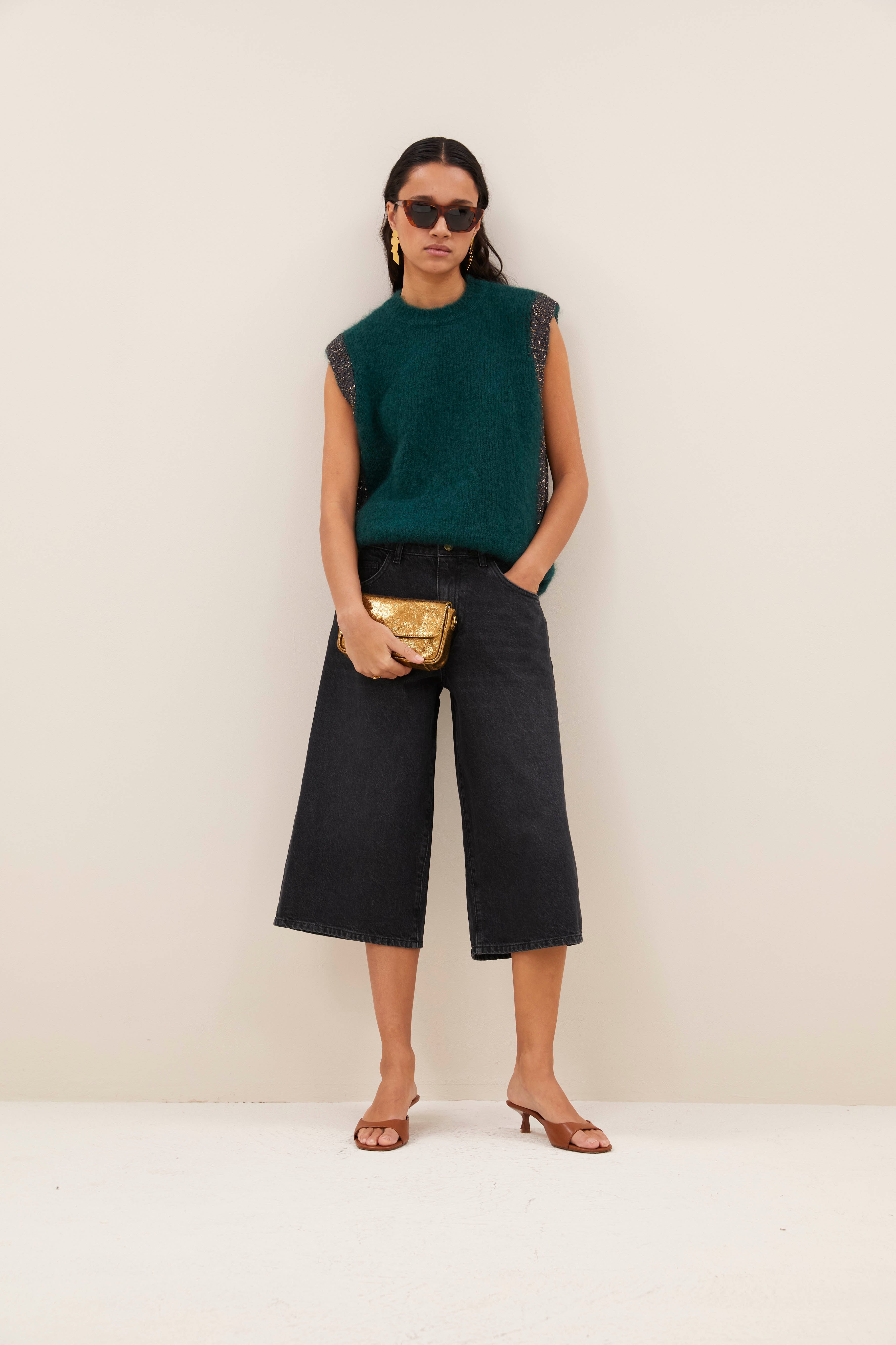 shorts-noho long denim shorts jet black-by-bar-vooraanzicht