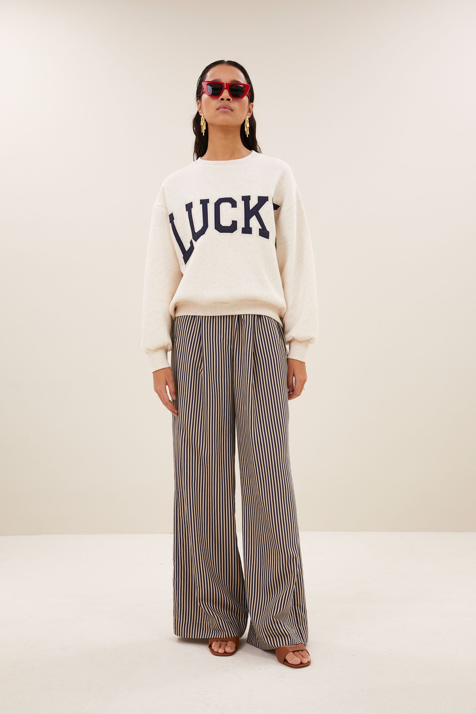lili patchwork sweater | oyster melee