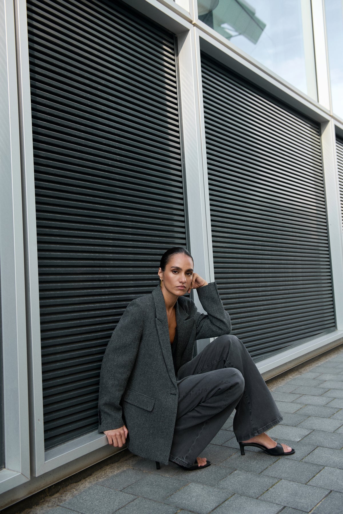nes herringbone blazer | dark grey melee