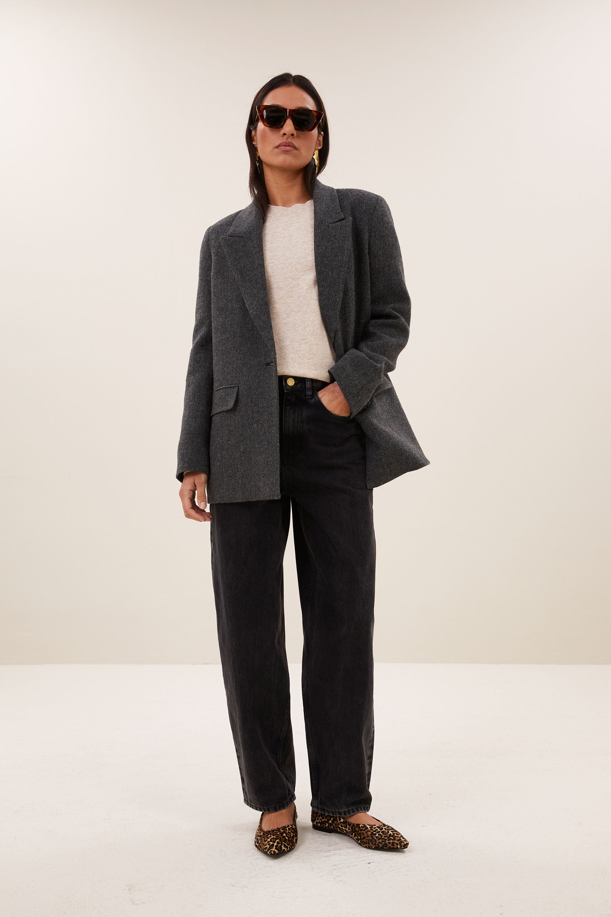 nes herringbone blazer | dark grey melee
