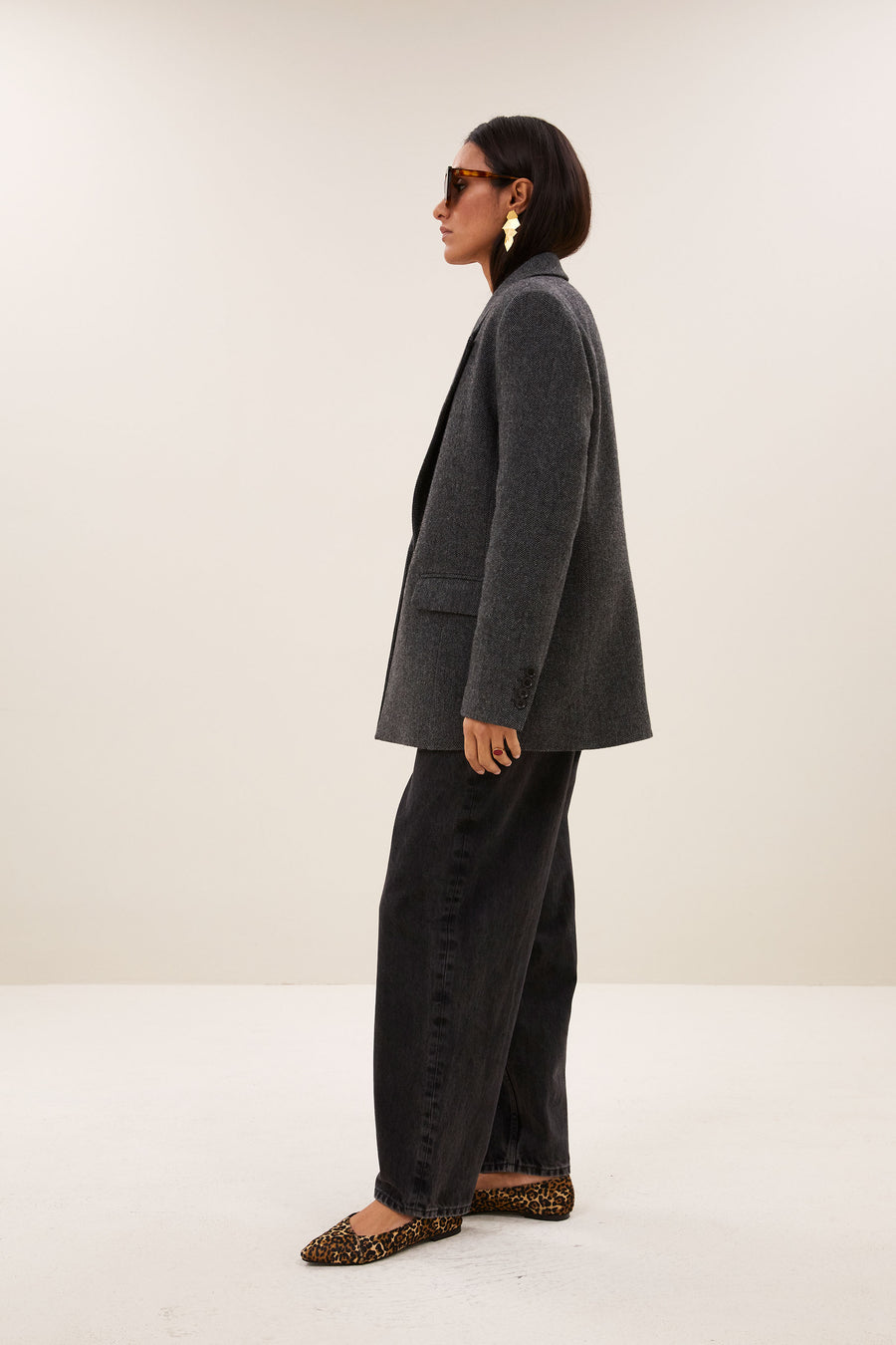 nes herringbone blazer | dark grey melee