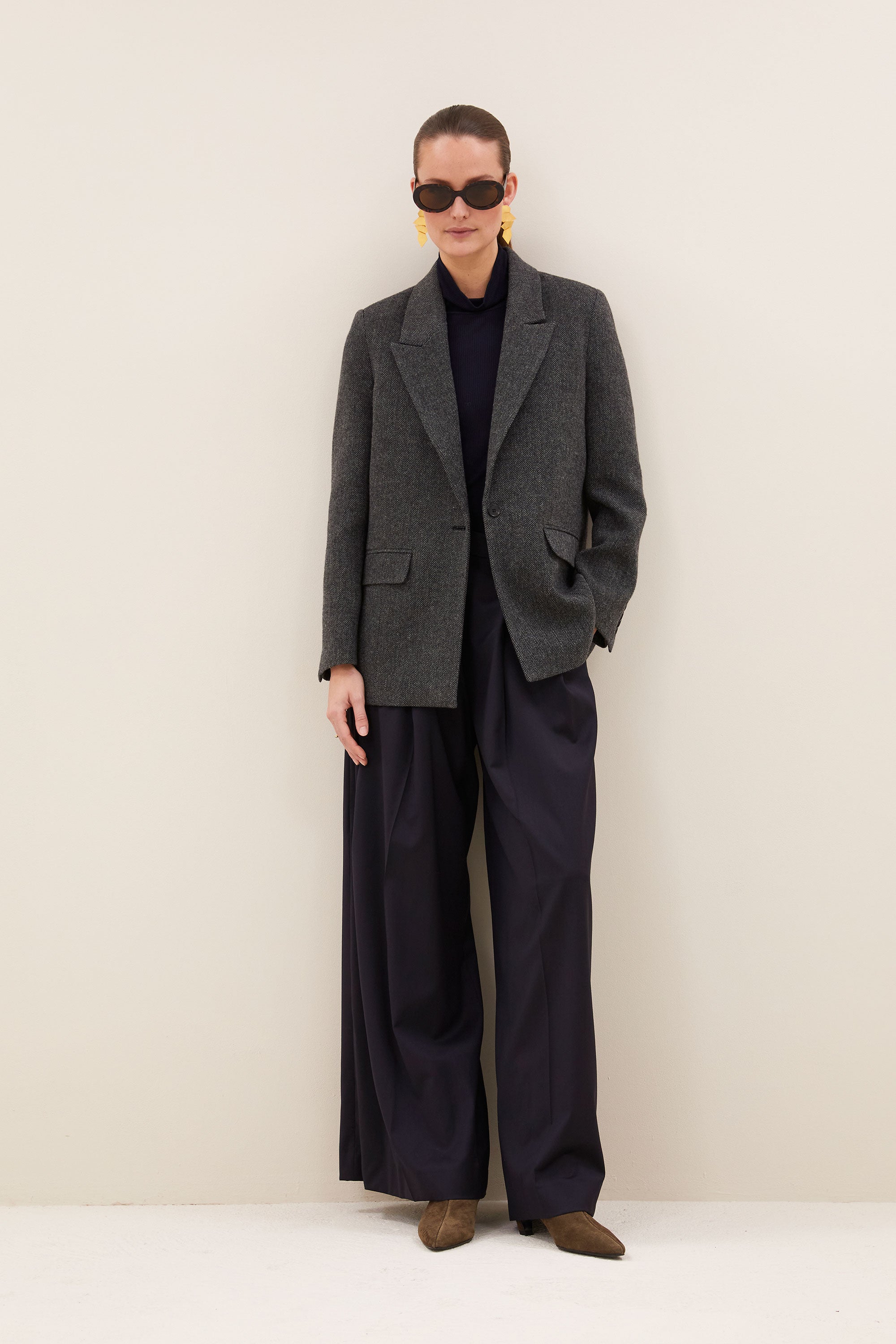 nes herringbone blazer | dark grey melee