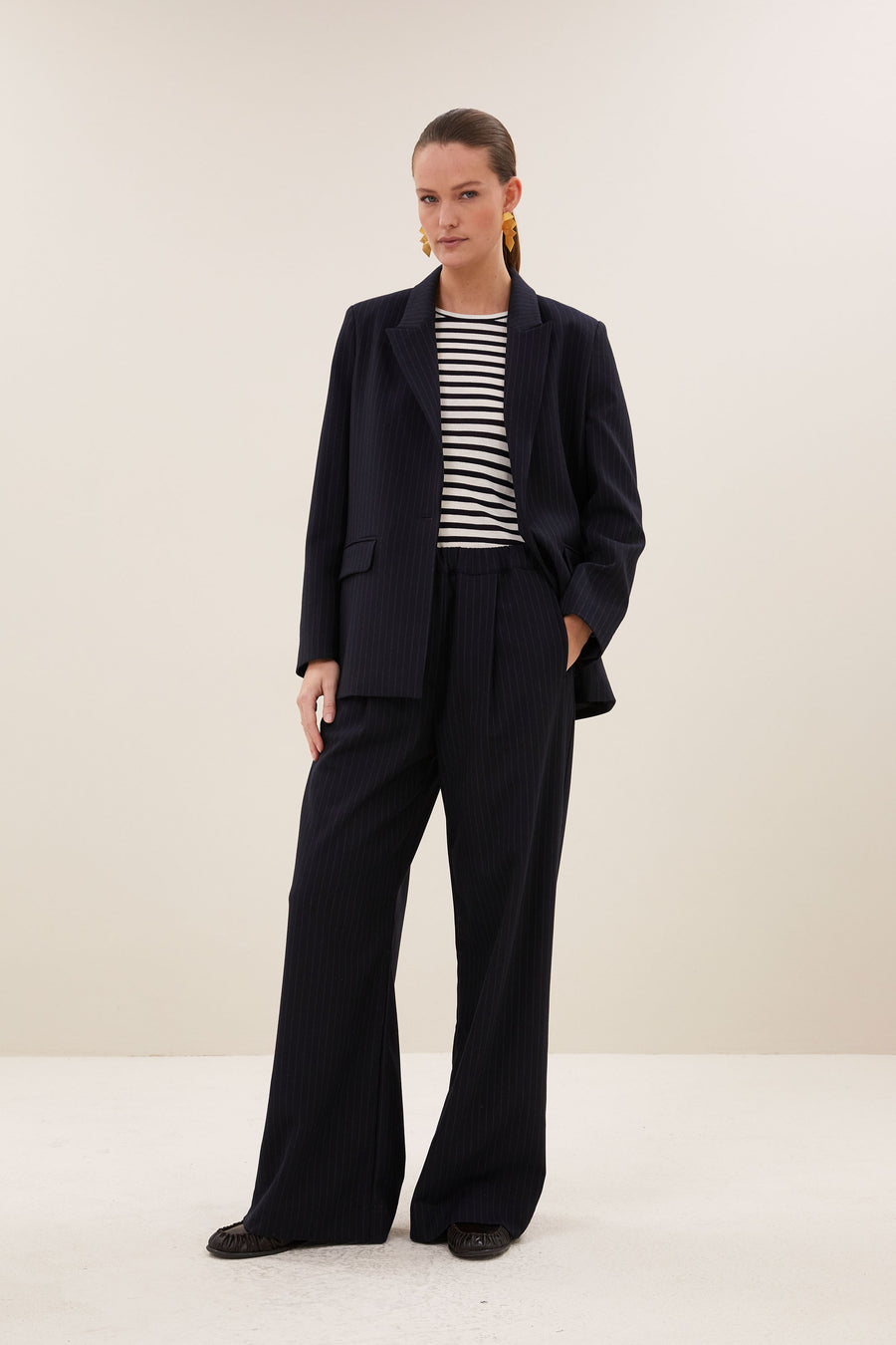 nes pinstripe blazer | midnight