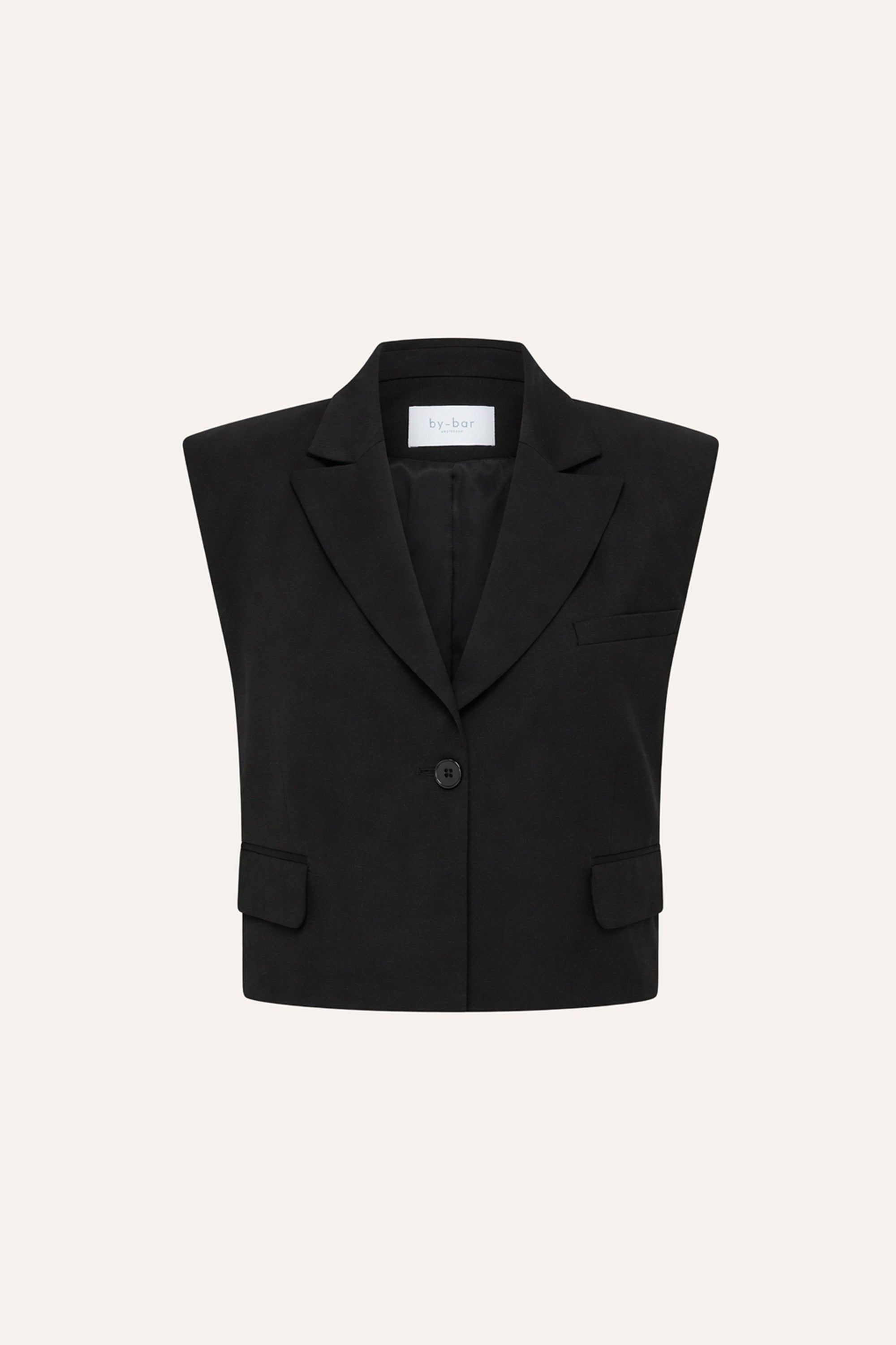bobi herringbone gilet | black