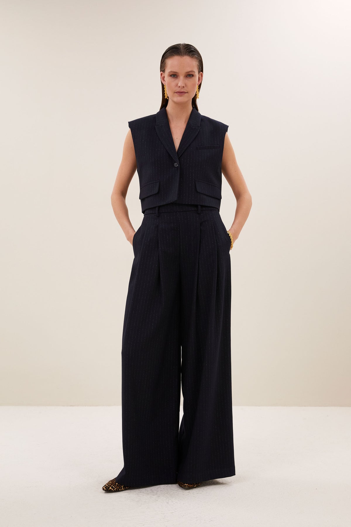 sef-sparkle-stripe-pants-midnight-all-time classic-blinde ritssluiting-draagbaar als set-by-bar-vooraanzicht