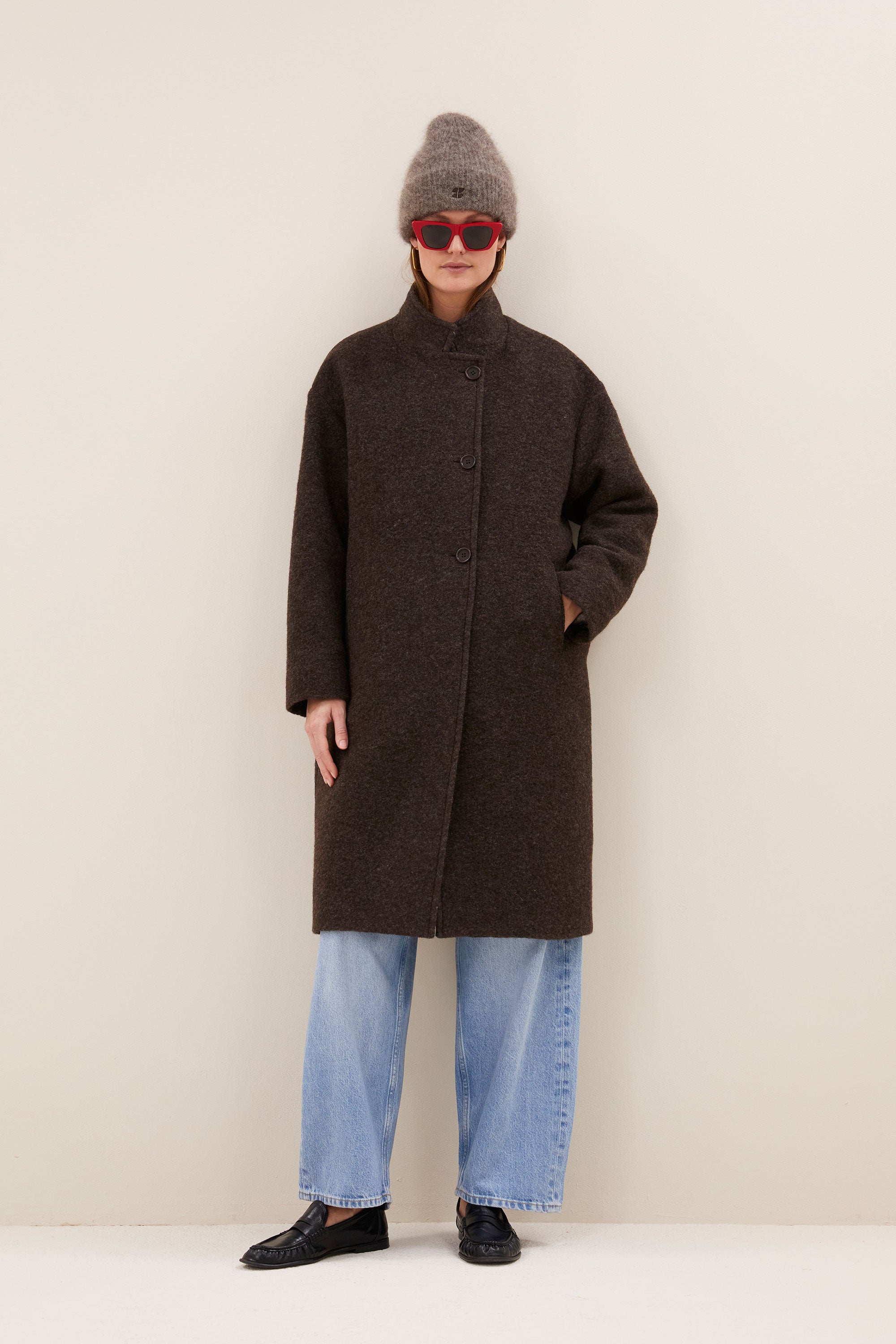 macy melange coat | brown melee