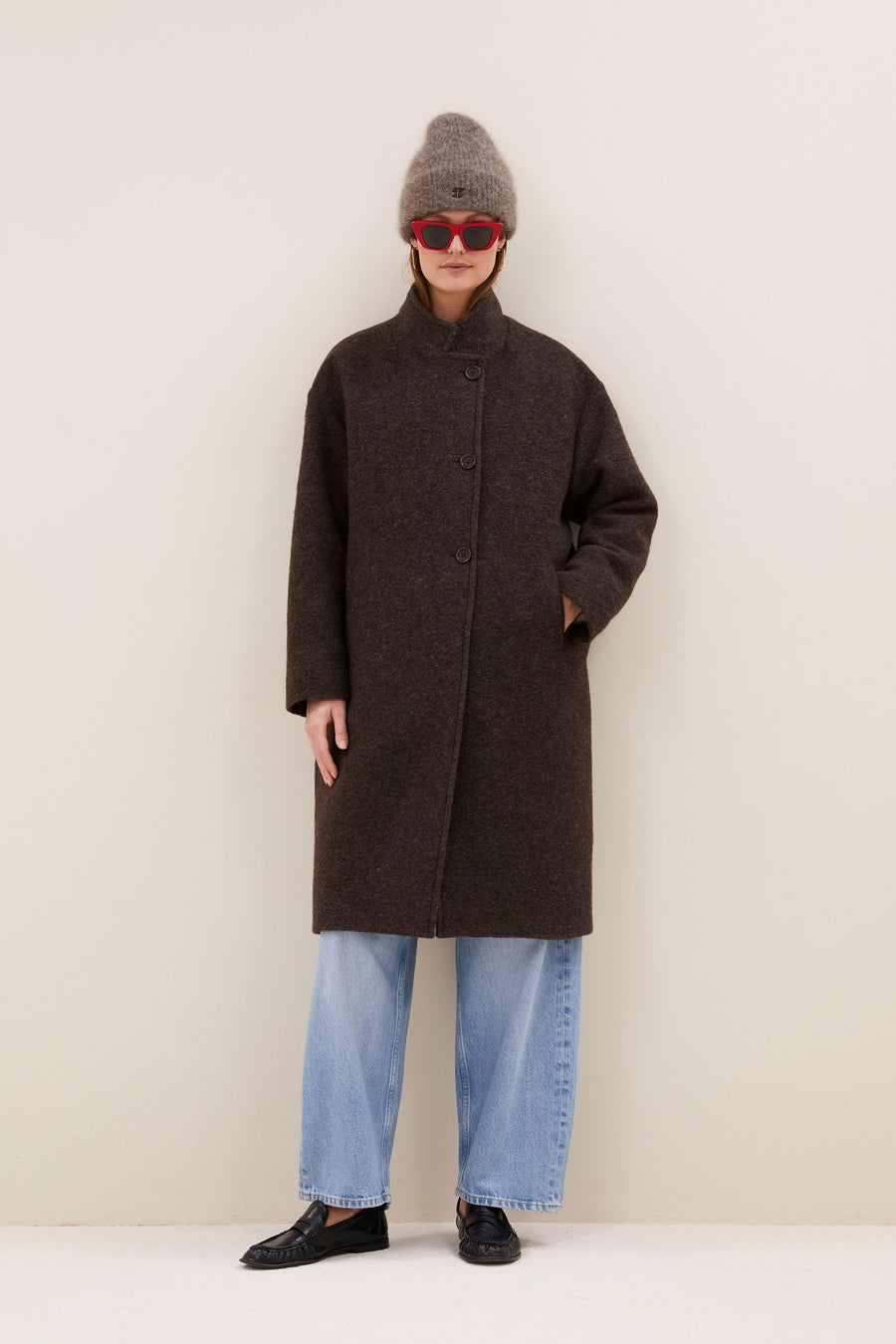 macy melange coat | brown melee
