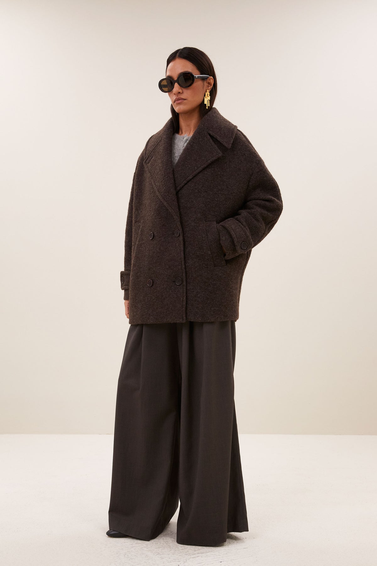 scott melange coat | brown melee
