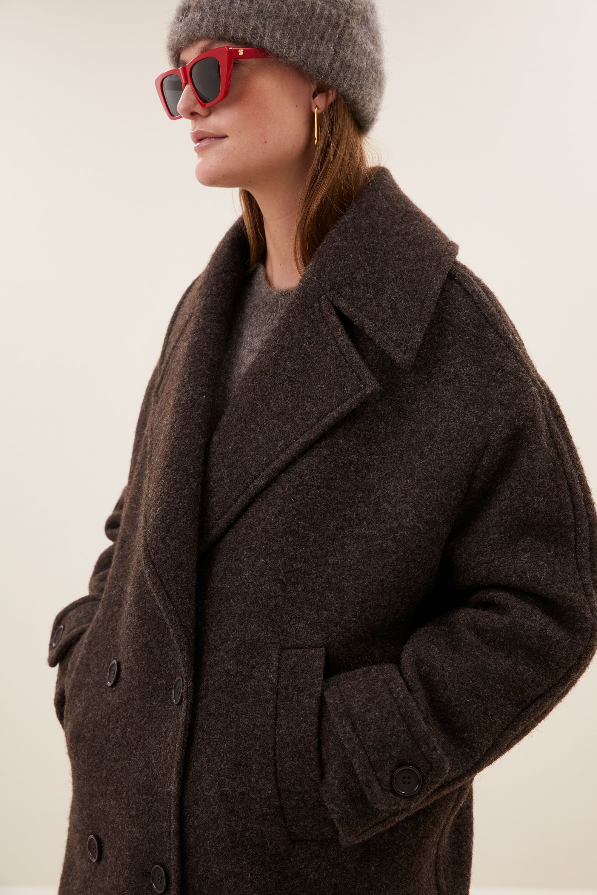 scott melange coat | brown melee