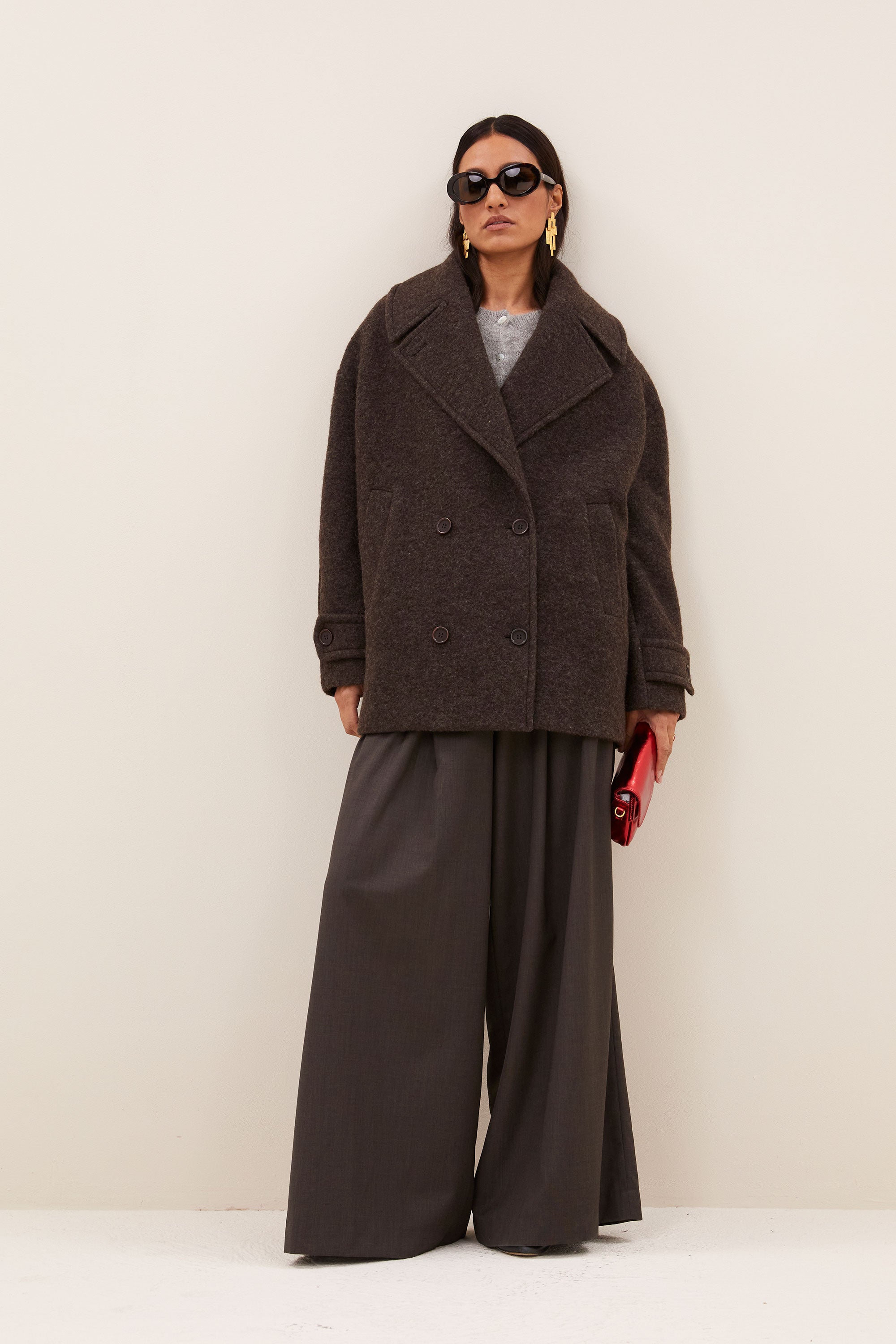scott melange coat | brown melee