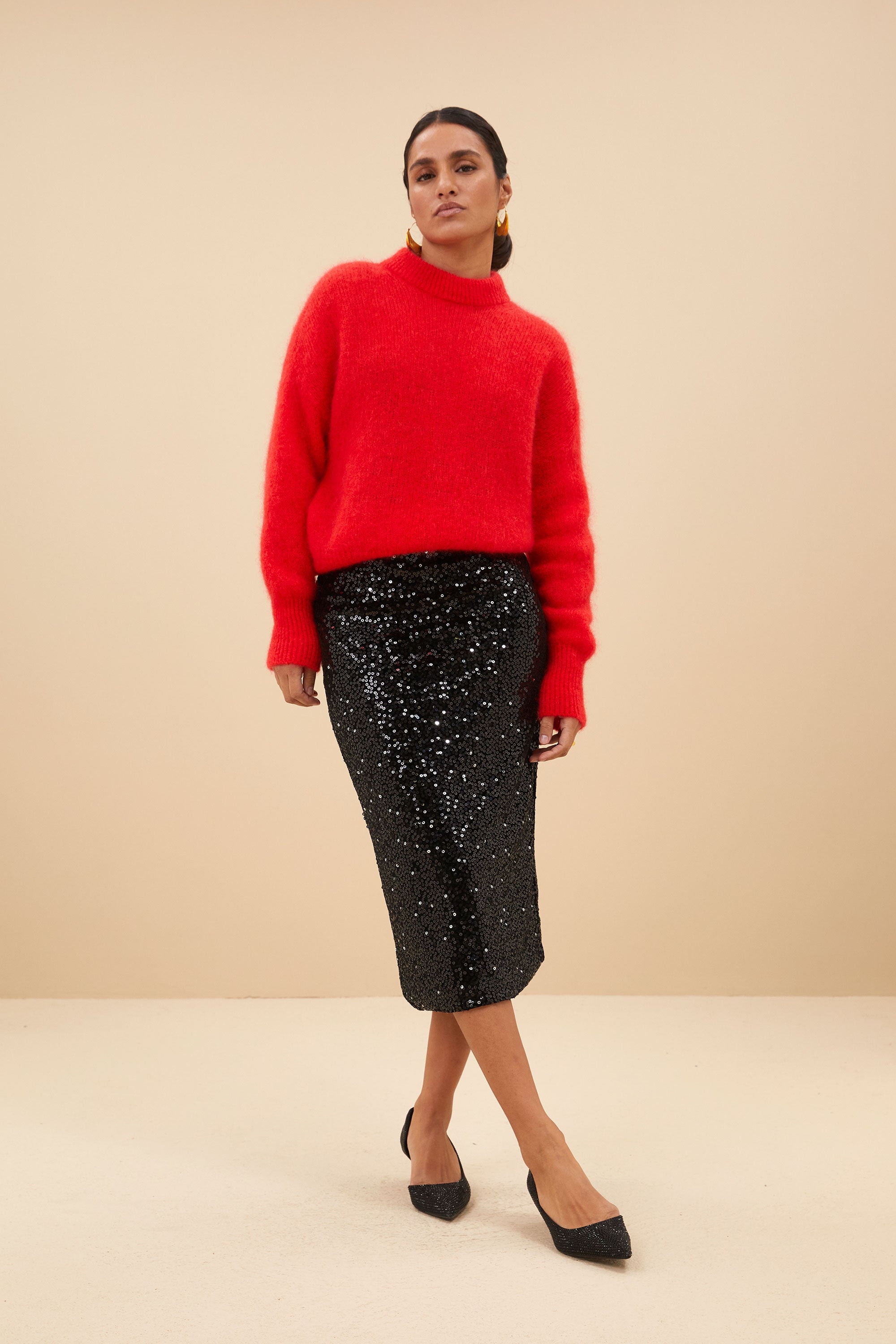 luca sequin skirt | black