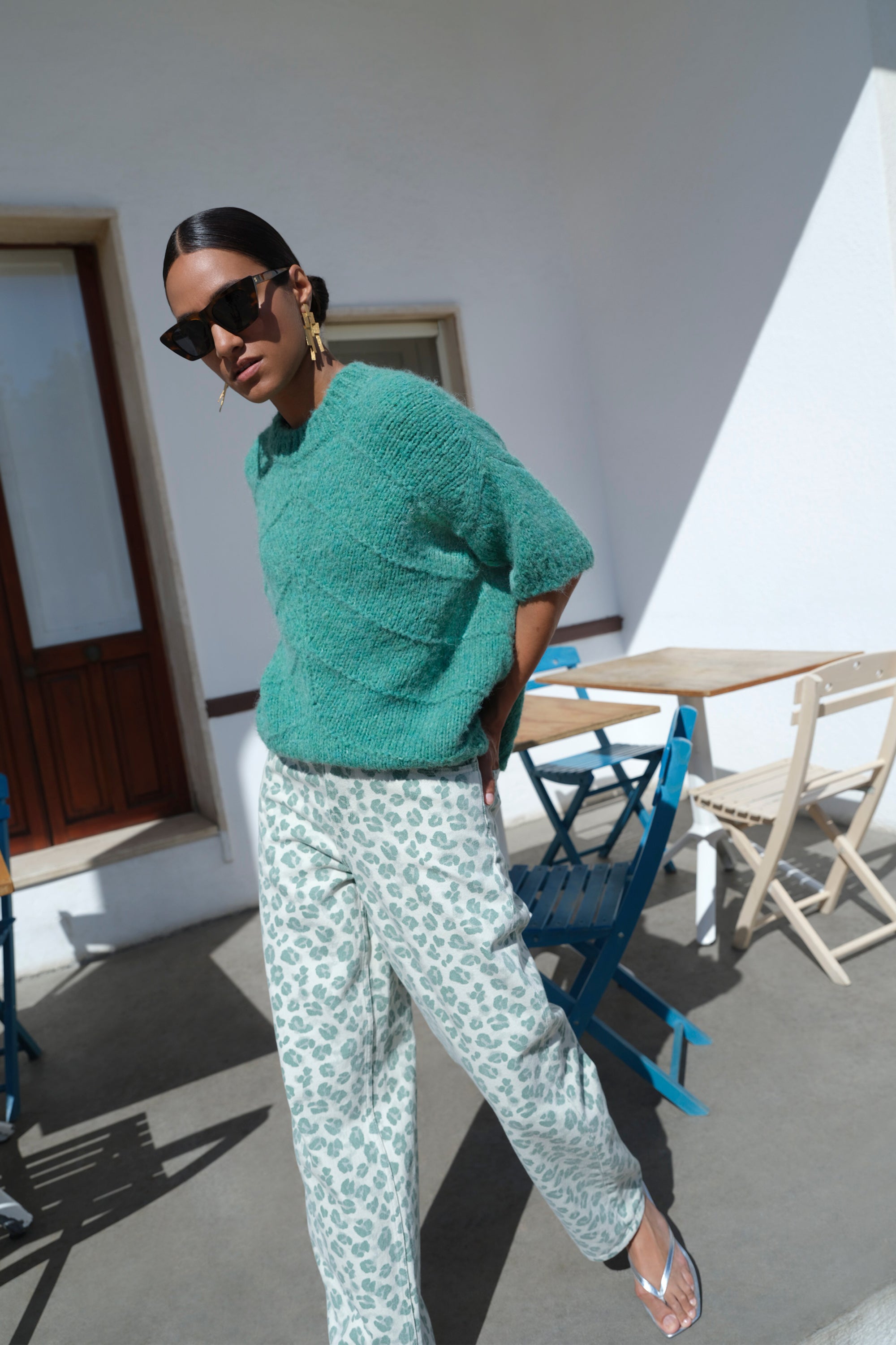 lew green cheetah pants | green cheetah