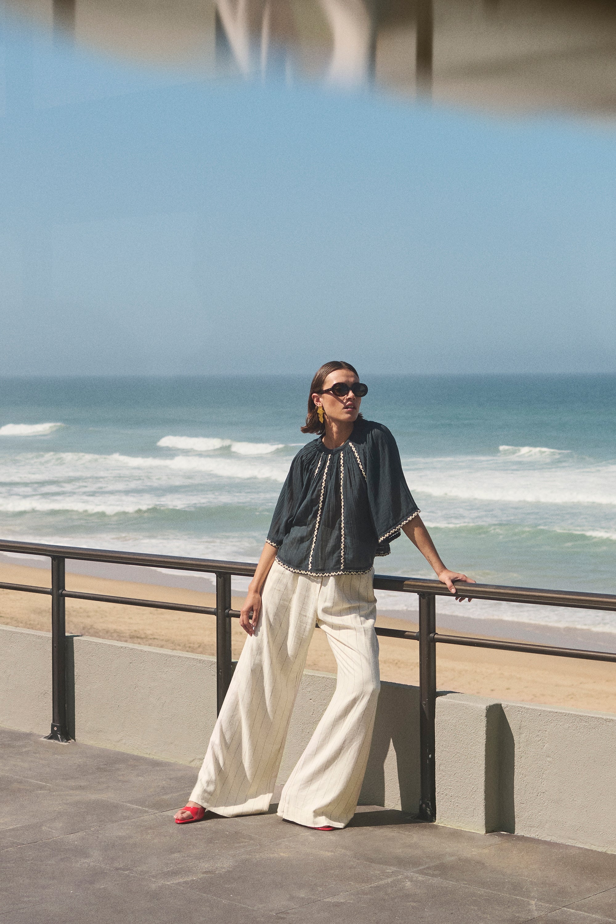 benji pinstripe pants | black thin stripe