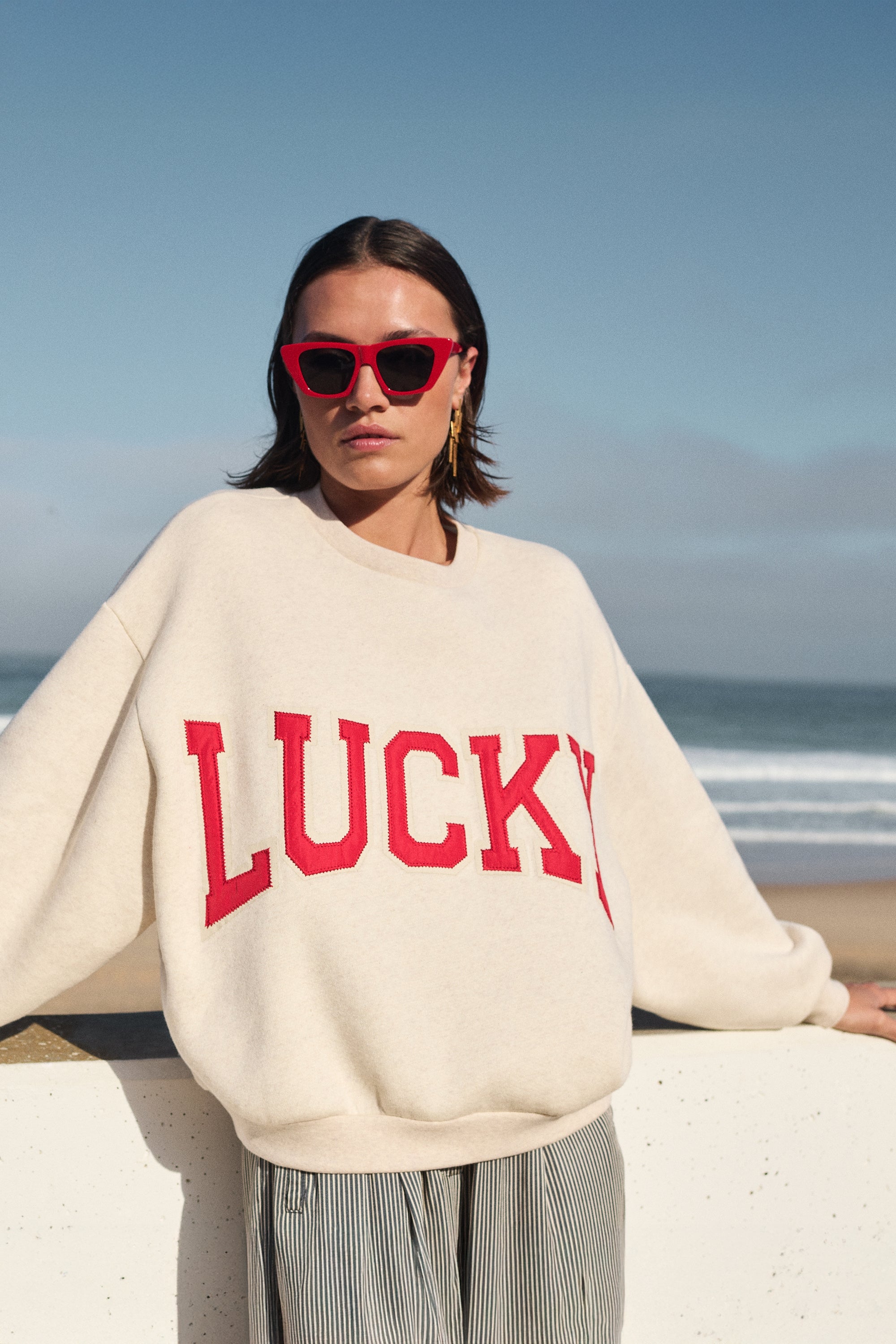 bibi lucky patchwork sweater | oyster melee