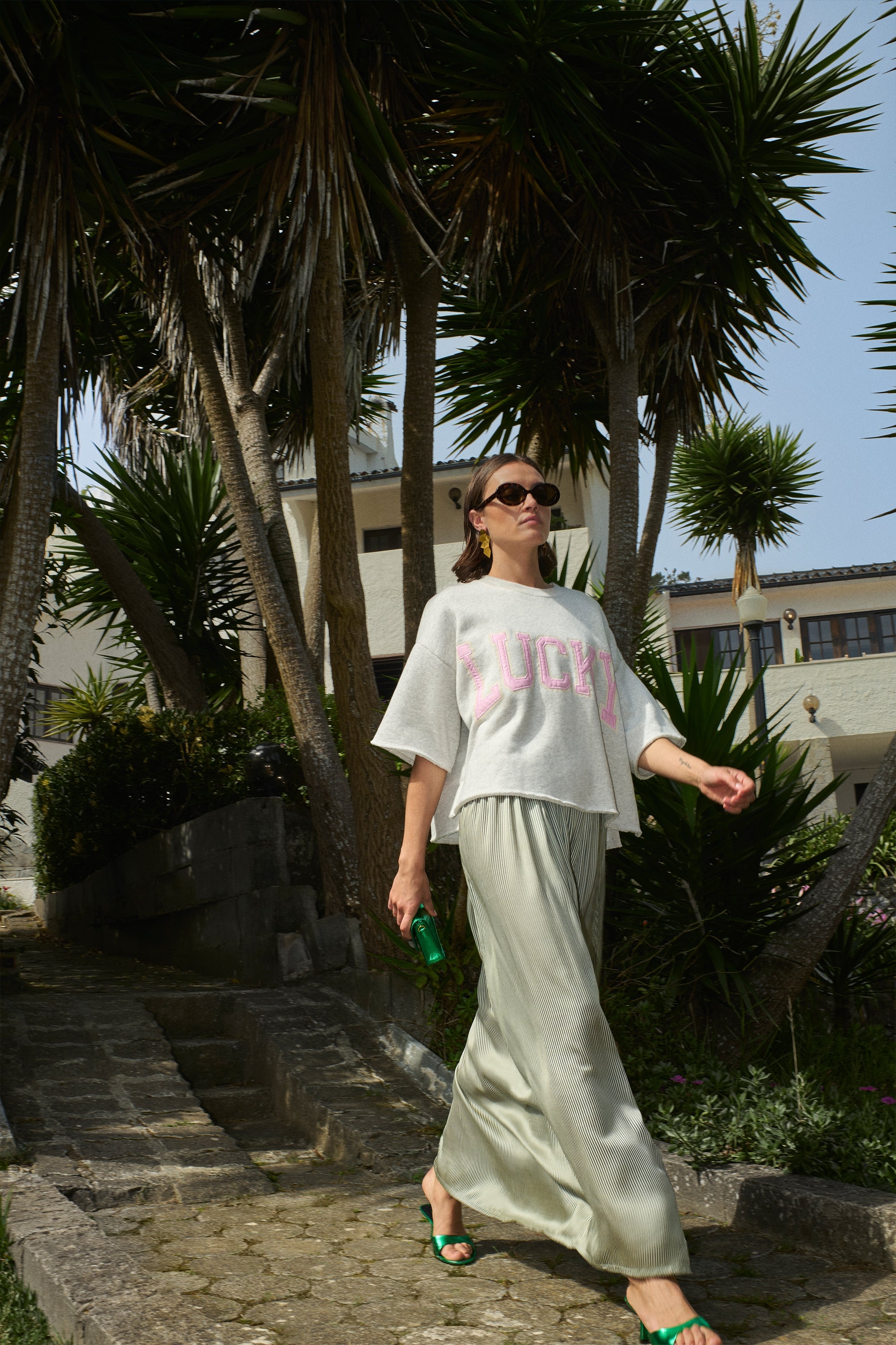 karly viscose stripe blouse | green stripe