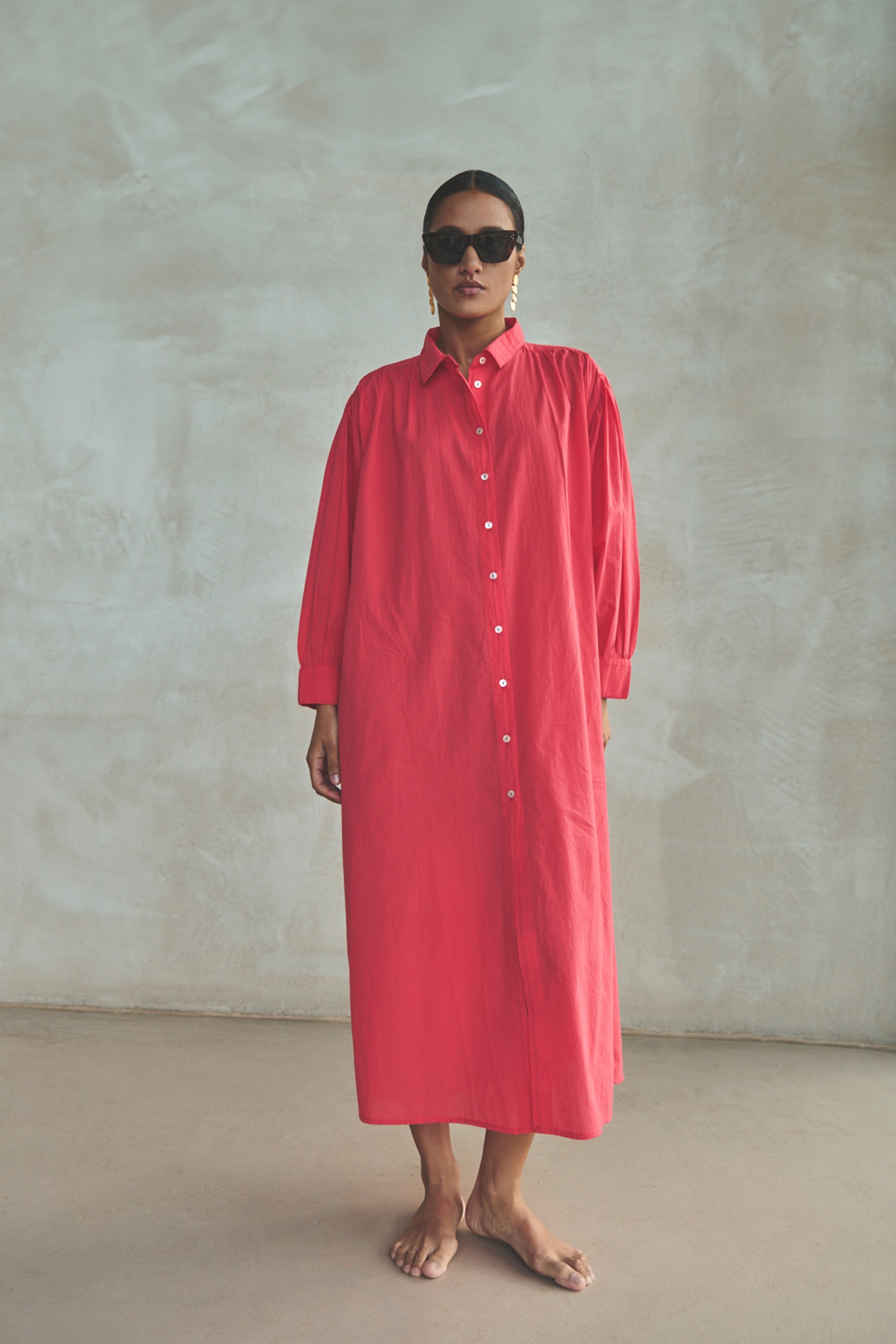 shirt dress | poppy red