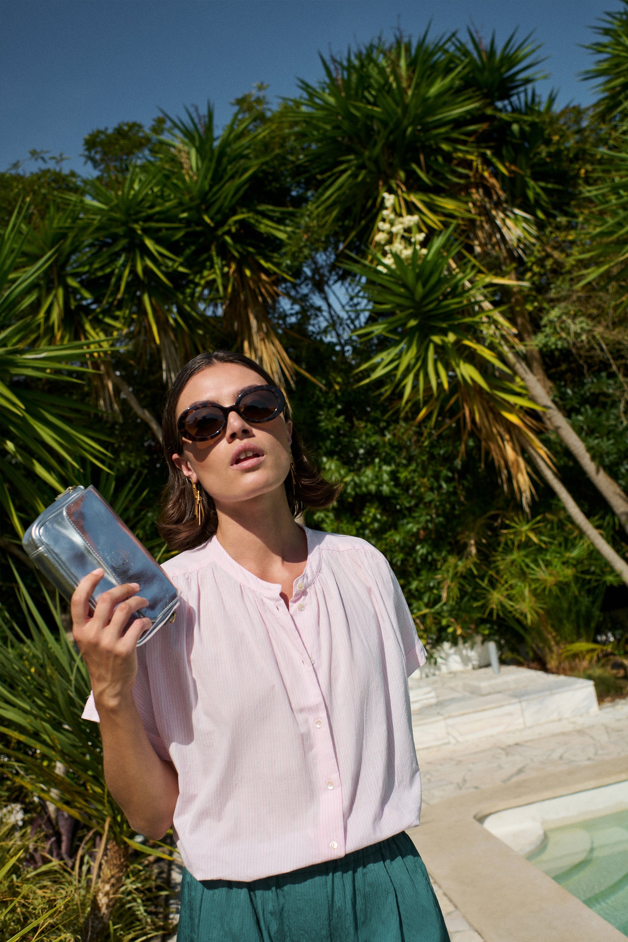 minte pinstripe blouse | pink pin stripe