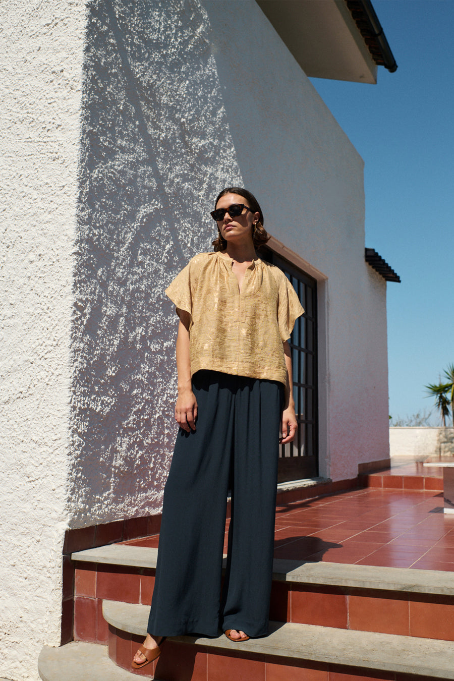 vina jacquard blouse | desert