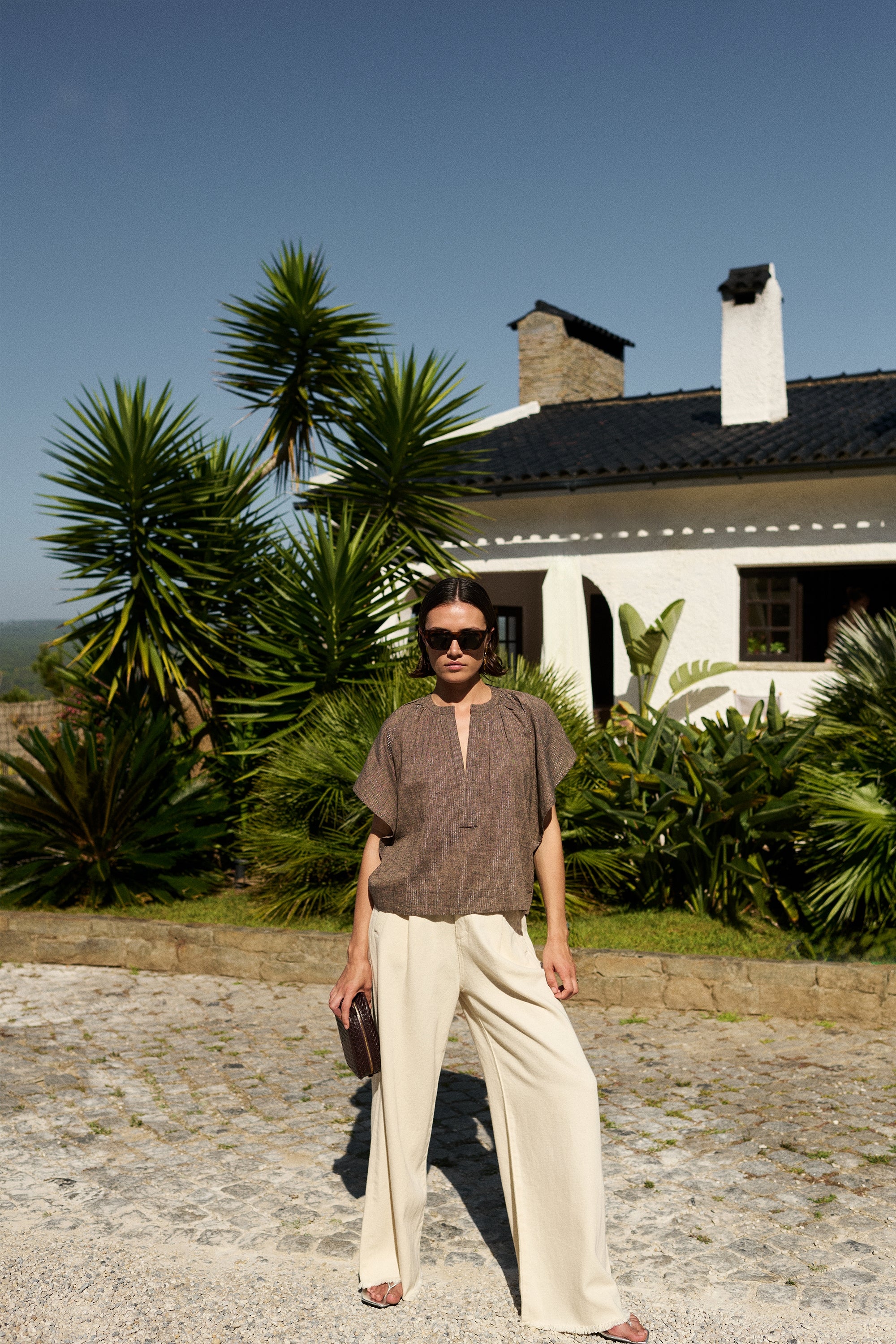 vina lurex blouse | iced coffee